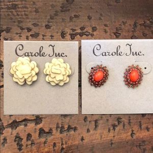 Ivory Flower and Coral Earrings